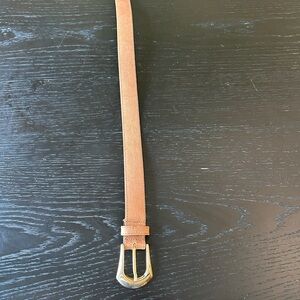 Tan Leather Belt with Silver Buckle